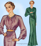 Pictorial Review 7985: 1930s Uncut Misses Evening Gown Sz 37 B Vintage Sewing Pattern