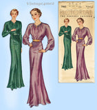 Pictorial Review 7985: 1930s Uncut Misses Evening Gown Sz 37 B Vintage Sewing Pattern