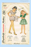 1940s Vintage Simplicity Pattern 1620 Little Girls Summer Play Suit Set Sz 10