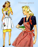 1940s Vintage Simplicity Sewing Pattern 1162 WWII Misses Full or Half Apron SM