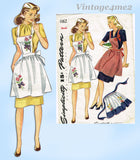 1940s Vintage Simplicity Sewing Pattern 1162 WWII Misses Full or Half Apron SM