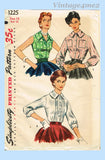 1950s Vintage Simplicity Sewing Pattern 1225 Misses Sleeveless Blouse Sz 32 Bust