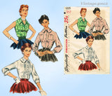 1950s Vintage Simplicity Sewing Pattern 1225 Misses Sleeveless Blouse Sz 32 Bust