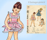 1940s Vintage Simplicity Pattern 1615 Sweet WWII Toddler Girls Pinafore Dress Sz 5