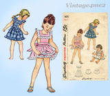 1940s Vintage Simplicity Pattern 1615 Sweet WWII Toddler Girls Pinafore Dress Sz 5