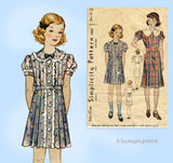 Simplicity 1703: 1930s Sweet Little Girls Dress Size 12 Vintage Sewing Pattern