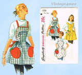 1950s Vintage Simplicity Sewing Pattern 1756 Uncut Strawberry Apron Fits All