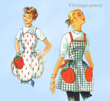 1950s Vintage Simplicity Sewing Pattern 1756 Uncut Strawberry Apron Fits All