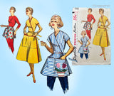 1950s Vintage Simplicity Sewing Pattern 1765 Misses Wrap Around Apron Dress 34 B