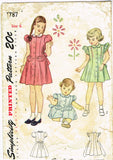 Simplicity 1787: 1940s Toddler Girls Princess Dress Vintage Sewing Pattern Size 6