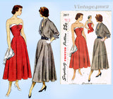 Simplicity 2817: 1940s Stunning Misses Strapless Dress Sz 32 B Vintage Sewing Pattern