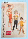 Simplicity 2815: 1950s Cute Little Girls Play Clothes Set Vintage Sewing Pattern