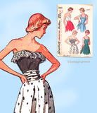 Simplicity 2860: 1940s Misses Sexy Strapless Top Sz 30 B Vintage Sewing Pattern