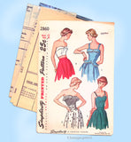Simplicity 2860: 1940s Misses Sexy Strapless Top Sz 30 B Vintage Sewing Pattern