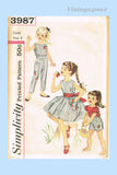 Simplicity 3987: 1960s Toddler Girls Play Clothes Vintage Sewing Pattern