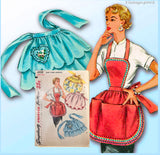 1950s Vintage Simplicity Sewing Pattern 4938 Uncut Misses Tiered Apron Set Fits All