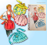 1950s Vintage Simplicity Sewing Pattern 4938 Uncut Misses Tiered Apron Set Fits All