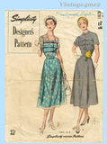 1940s Simplicity Designer Vintage Sewing Pattern 8261 Misses Tucked Dress Sz 34 Bust