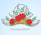 1940s Vintage Vogart Embroidery Transfer 130 Floral Basket Vanity Scarf Motifs