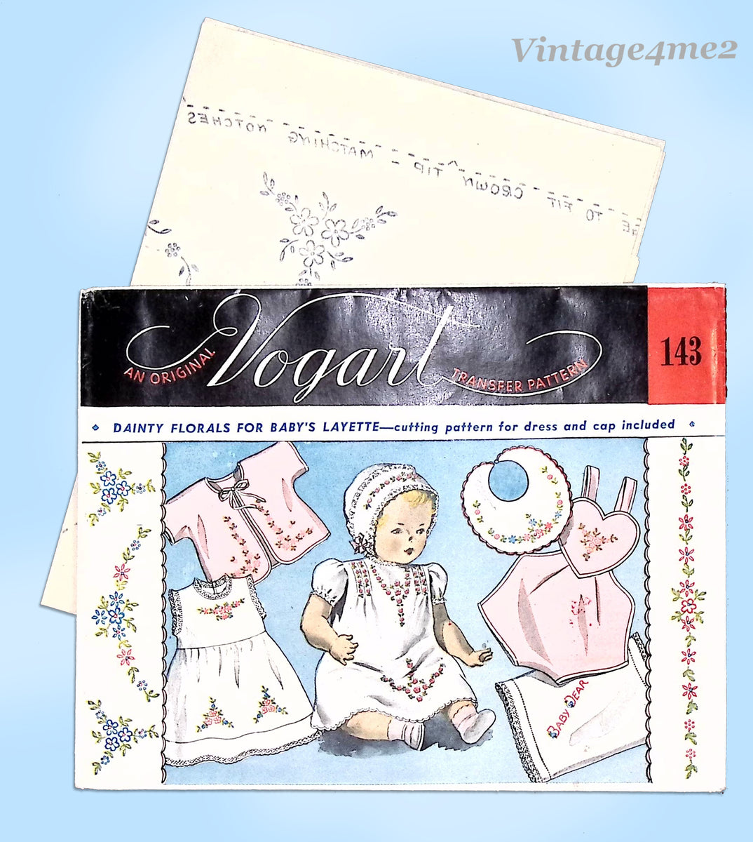 1940s American Thread Company Embroidery Transfer 113 Uncut Layette