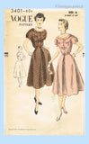 Vogue 3401: 1950s Lovely Misses Day Dress Size 33 Bust Vintage Sewing Pattern