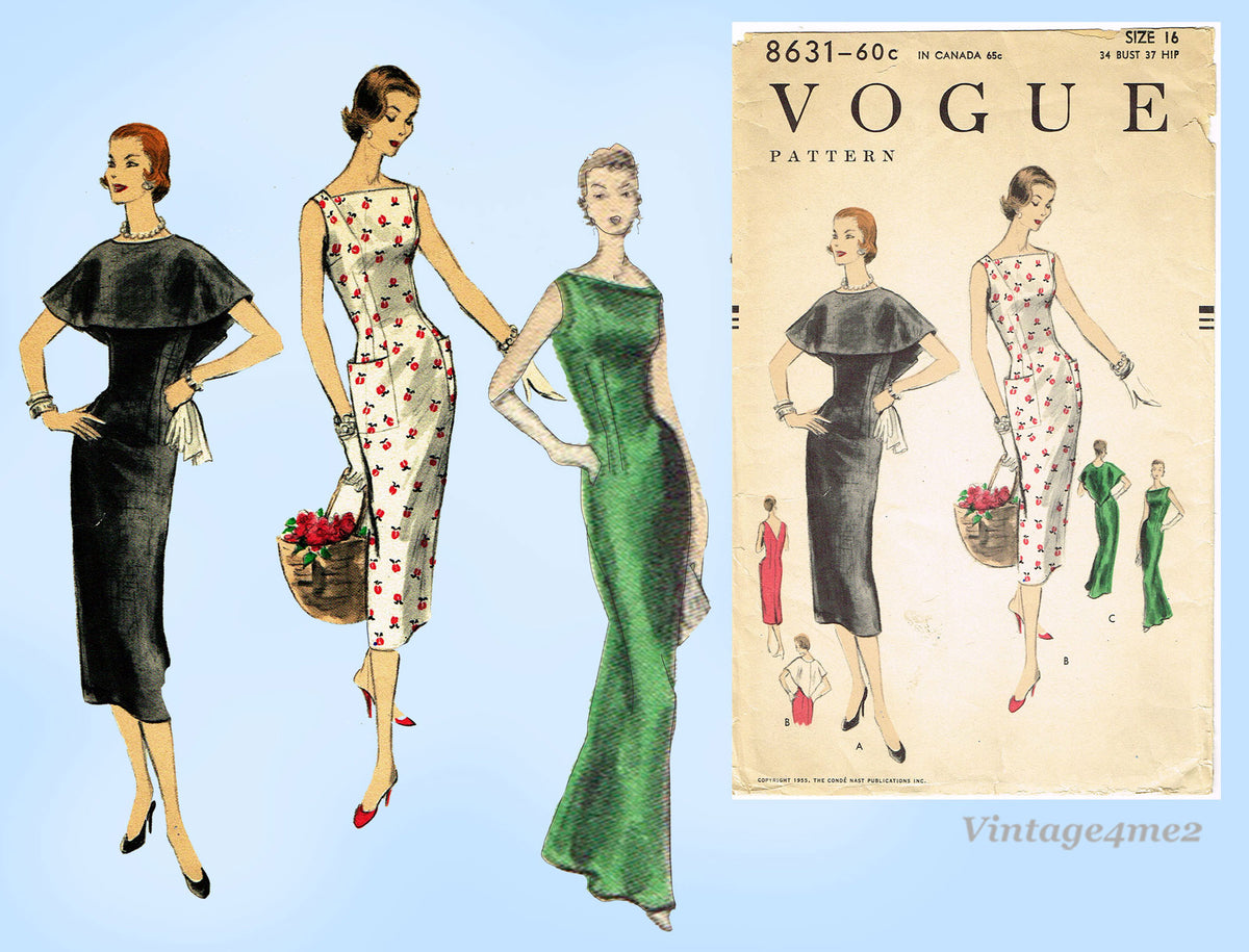 Vogue 8631: 1950s Uncut Misses Evening Gown Vintage Sewing Pattern Vintage4me2 Vogue 8631: 1950s Uncut Misses Evening Gown Vintage Sewing Pattern Vintage4me2