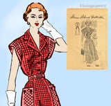 1950s Vintage Anne Adams Sewing Pattern 4992 Misses Shirtwaist Dress Size 36 Bust