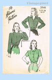 1940s Vintage Advance Sewing Pattern 3946 Misses WWII Battle Jacket Sz 30 B