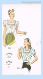 1940s Vintage Advance Sewing Pattern 3994 Misses WWII Blouse Size 30 Bust