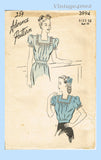 1940s Vintage Advance Sewing Pattern 3994 Misses WWII Blouse Size 30 Bust