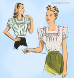 1940s Vintage Advance Sewing Pattern 3994 Misses WWII Blouse Size 30 Bust