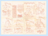 1950s VTG Aunt Martha's Embroidery Transfer 699 FF DOW Clever Pixie Tea Towels