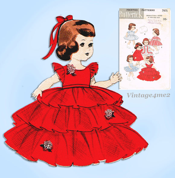 1950s Original Vintage Butterick Pattern 7971 Littlest Angel 11 inch Doll Clothes
