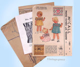 1940s Vintage McCalls Sewing Pattern 1421 Uncut Baby Girls Smocked Dress Size 1