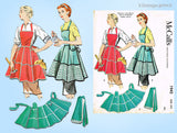1950s Vintage McCall Sewing Pattern 1942 Misses Do It Yourself Hobby Apron Uncut