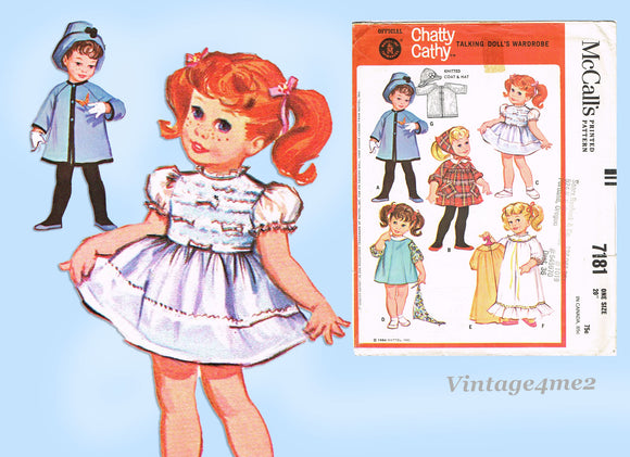 1960s Vintage McCalls Pattern 7181 Complete  Chatty Cathy 20 Inch Doll Clothes