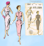 New York 1584: 1950s Uncut Misses Sleeveless Dress Sz 36 B Vintage Sewing Pattern