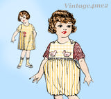 1920s Original Vintage Pictorial Review Pattern 9524 Toddlers Bubble Romper Sz 3