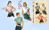 Simplicity 2311: 1940s Chic Misses Extended Shoulder Blouse Vintage Sewing Pattern Sz 32 B