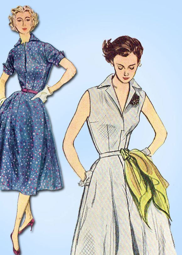 1950s Vintage Simplicity Sewing Pattern 3876 Misses Easy Sun Dress Size 30 Bust