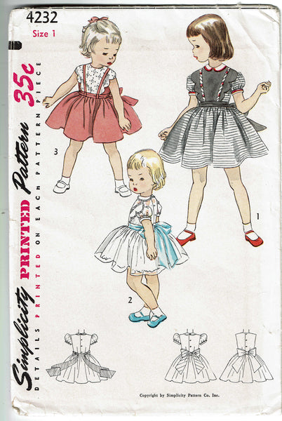 1950s Vintage Simplicity Sewing Pattern 4232 Cute Baby Girls Party Dress