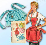 1950s Vintage Simplicity Sewing Pattern 4938 Misses Tiered Apron Set Fits All