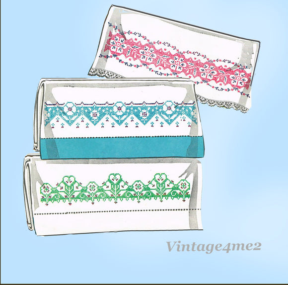 1960s Vintage Vogart Embroidery Transfer 712 Uncut Cross Stitch Pillowcase Motif
