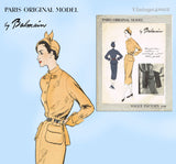 1940s Vogue Paris Original 1110 Uncut Balmain Dress 30 B Vintage Sewing Pattern