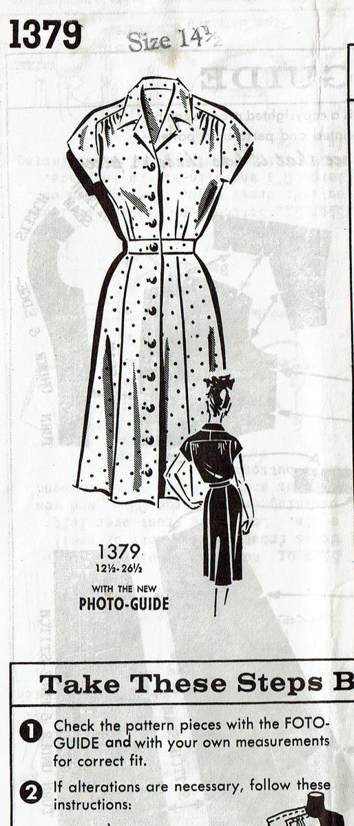 1940s shirt dress Mail Order 1379: 1940s Misses Dress Sz 35 Bust Vintage Sewing Pattern –  Vintage4me2