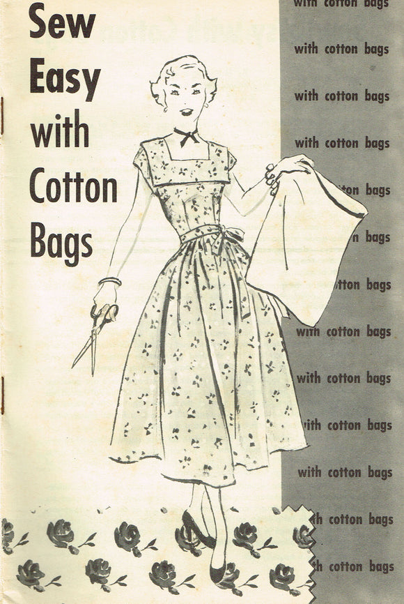 1940s Vintage Sewing Feedsack Pattern Booklet Sew Easy with Cotton Bags