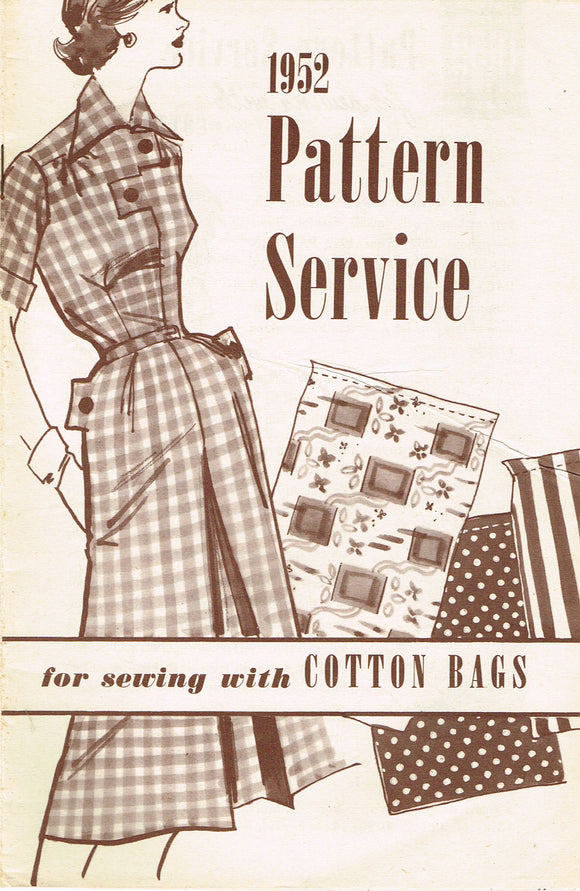 1950s Vintage Feedsack Pattern Booklet 1952 Pattern Service Sewing w Cotton Bags