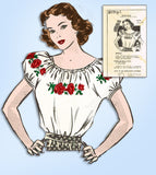 1940s Mail Order Sewing Pattern 2171 Uncut Misses Peasant Blouse Size 32 34 36 B