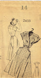 1940s Vintage Fashion Service Sewing Pattern 2433 Uncut Misses Wrap Dress Sz 32B