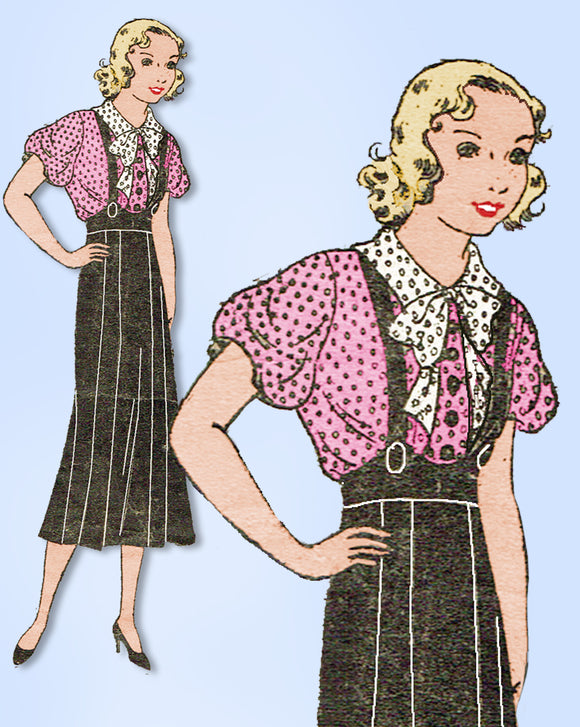 1930s Original Vintage Mail Order Pattern 2871 Girls Blouse & Skirt Size 31 B